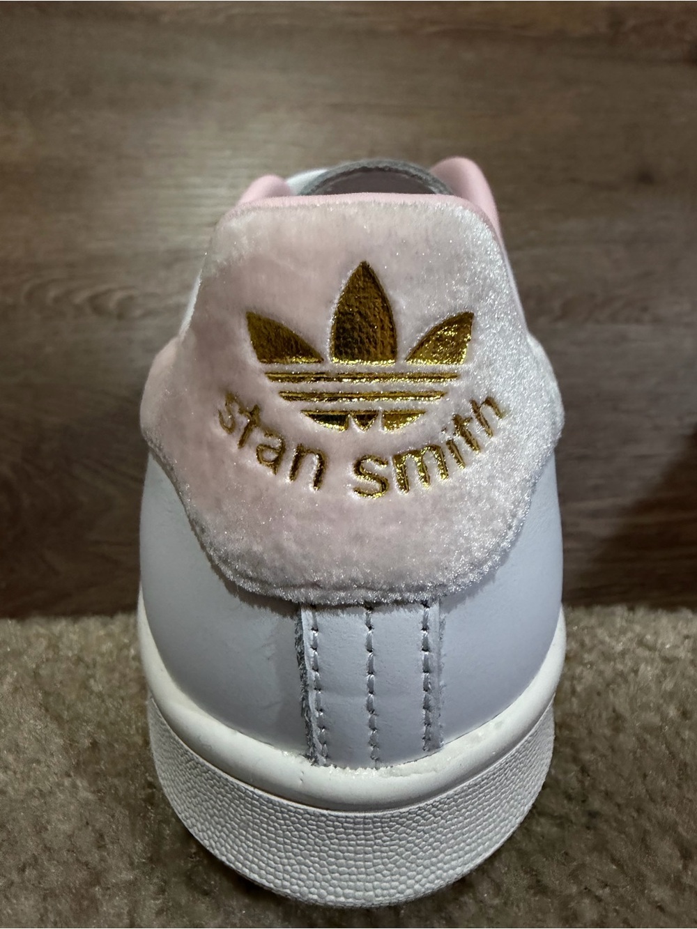 adidas Stan Smith White Leather Sneakers with Pink Accents - Women's 6.5 - Picture 5 of 9